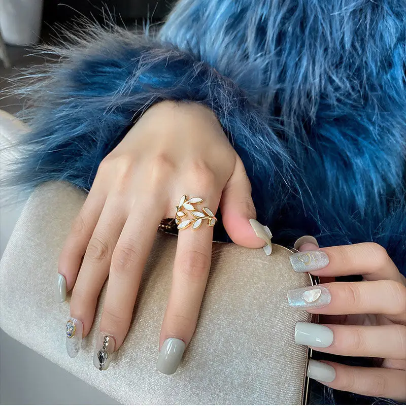 Licht Luxus Vergoldet Blatt Öffnung Ring Exquisite Geometrische Beehive Zirkon Zeigefinger Ring Trend Hochzeit Schmuck Geschenk – Detail 3