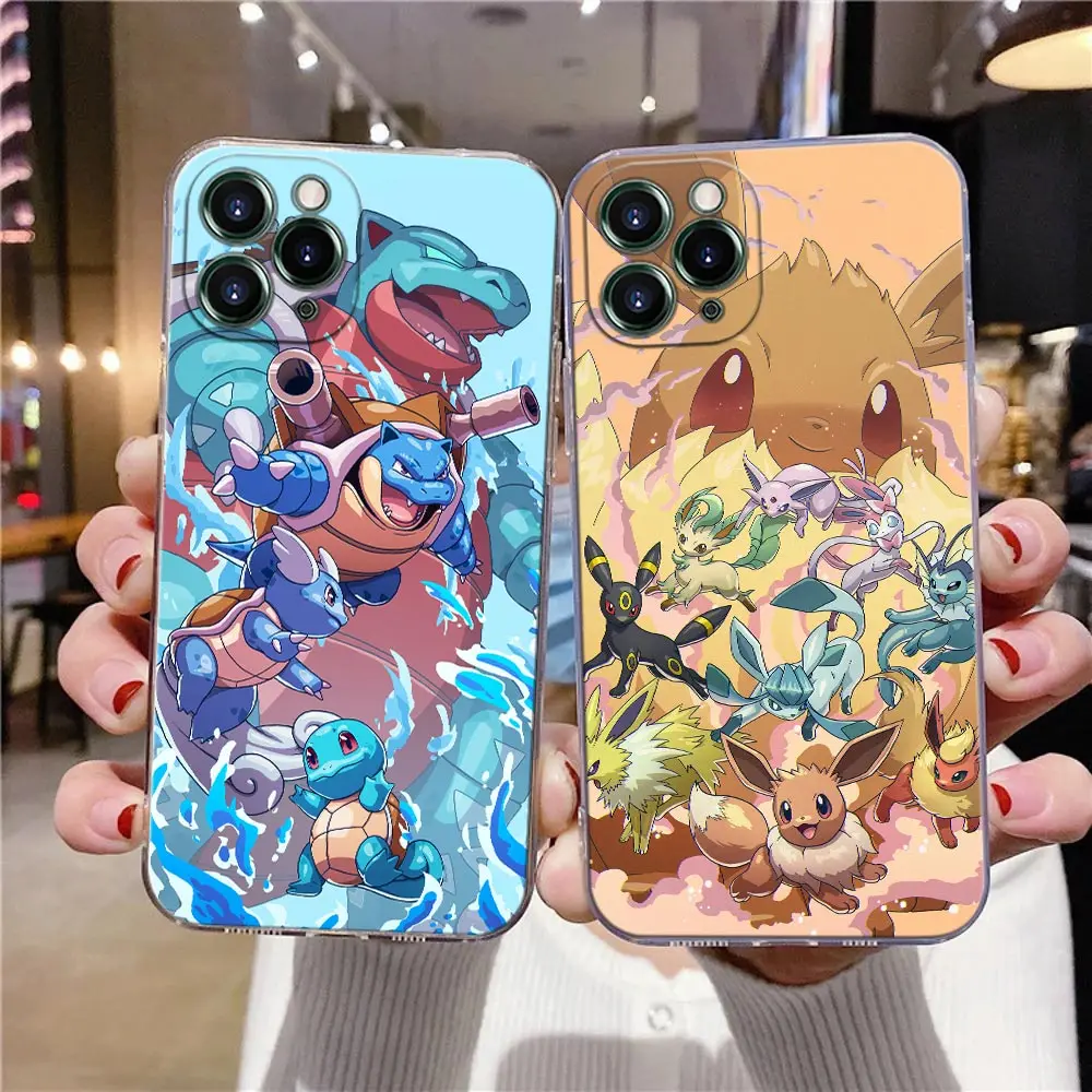 Pokemon Squirtle Eevee Gengar Anime Clear Case For iPhone 16 15 14 13 12 11 Pro Max Mini Xs XR X 7 8 Plus 6 Cover Silicone Cases