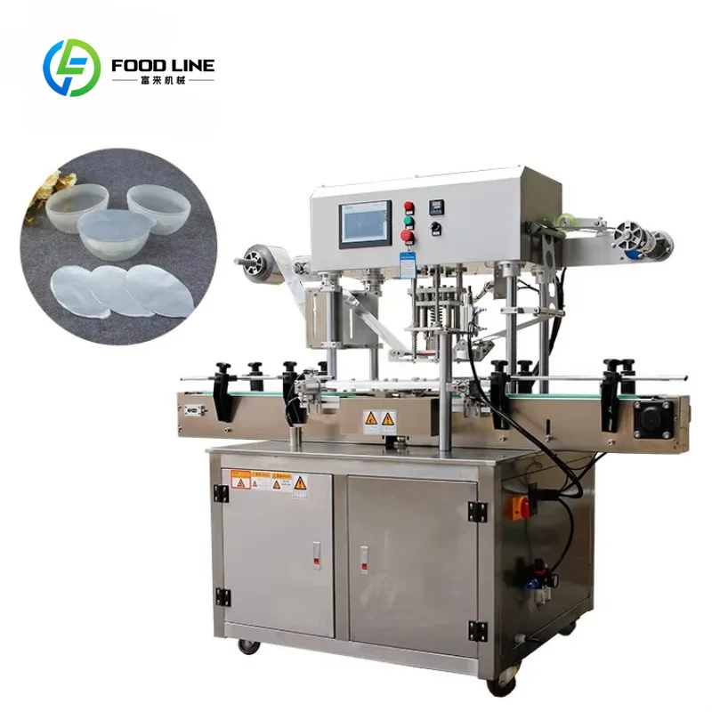 Customized High Efficiency Rotary Single Head Roll Induction Cup Sealing Machines Automatic for Packaging Food