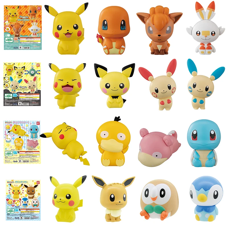 Pokemon Figures CAPCHARA Pokemon Capsule Toys Star Series Pikachu Squirtle Charmander Rowlet Vulpix Scorbunny Plusle Minun