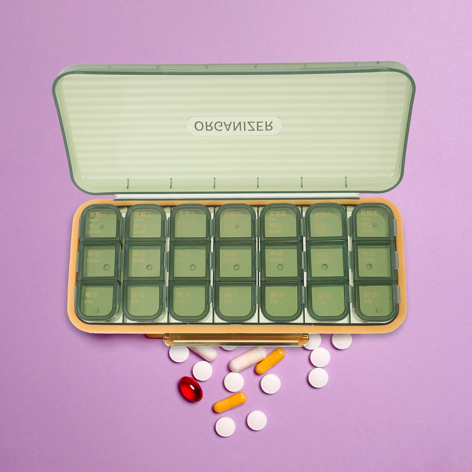 

Portable Medicine Case Compact Pill Organizer Multi-Grid Detachable Durable Lightweight Household Daily Use Convenient