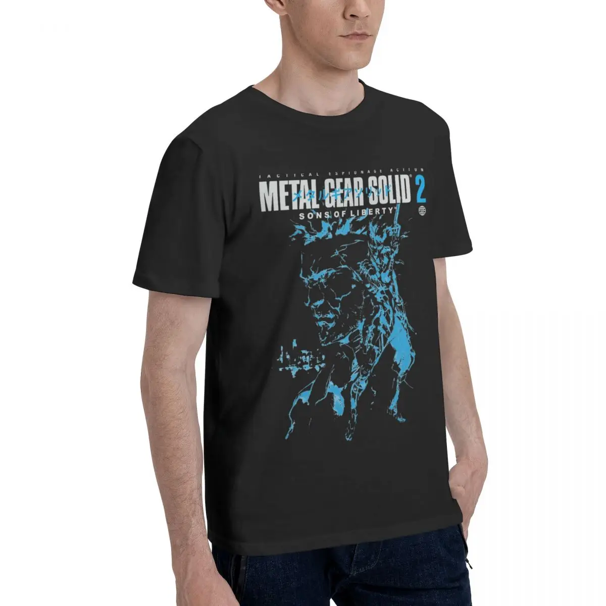 MGS2 Metal Gear Solid Sons Of Liberty T-Shirt for Men O Neck Pure Cotton T Shirts Snake and Raiden Cover Short Sleeve Tee Shirt