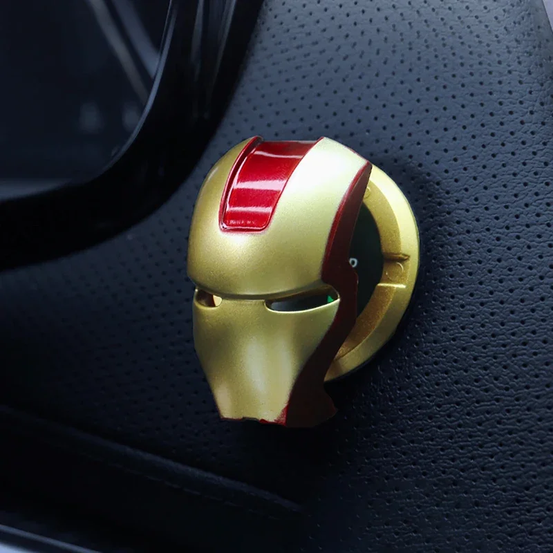 Iron Man Spider Man Car Ignition Start Switch Button Protective Cover Sticker Batman Sticker Car Trim Accessories Toys Gifts