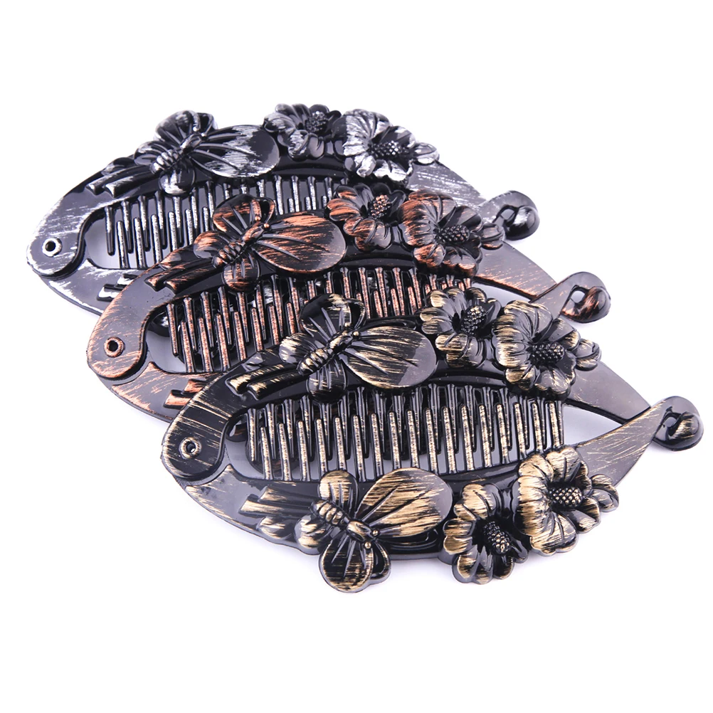 

6 Retro Flower Hair Clips Fish Design Ponytail Holders Updo Claw Durable Great Working Non Decorative Styling Aid