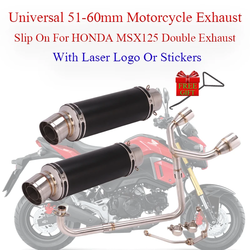 

Motorcycle Exhaust Muffler Slip On For HONDA MSX125 Front Middle Link Pipe Double Exhaust Escape Moto DB Killer