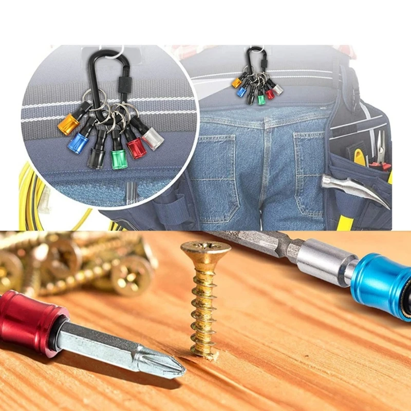 Bithouder sleutelhangers schroevendraaier bithouder cadeau voor mannen 1/4'' schacht boor houder gereedschap schroef adapter
