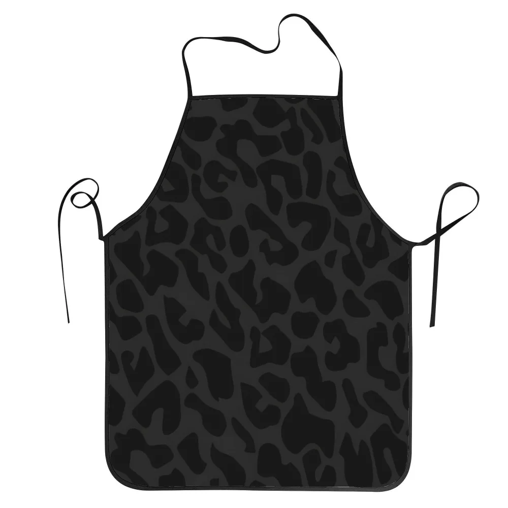 Unisex Black Leopard Print Apron Waterproof Kitchen Cooking Bib for Men Women Household Chef Baking Grilling Cover