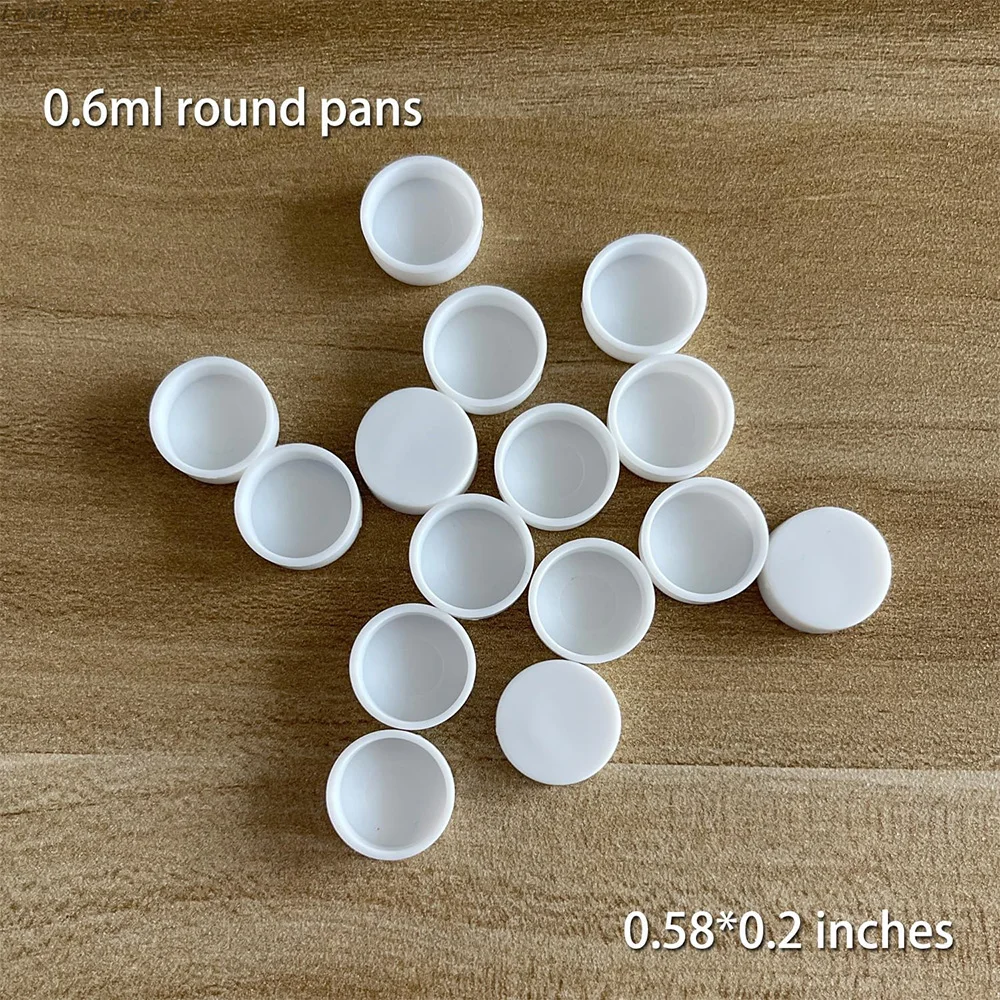 50/100/200 PCS Empty Round Watercolor Pans – 0.6ML White Plastic Mini Paint Pans for Watercolor Palette, Travel Kits, & Artists
