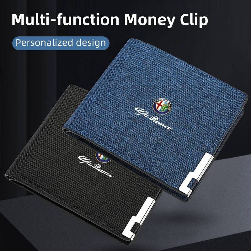 Car Men Short Wallet Credit Card Holder Coin Holder Folding Wallet For Alfa Romeo Giulietta GT 159 147 156 Mito Brera Giulia F1