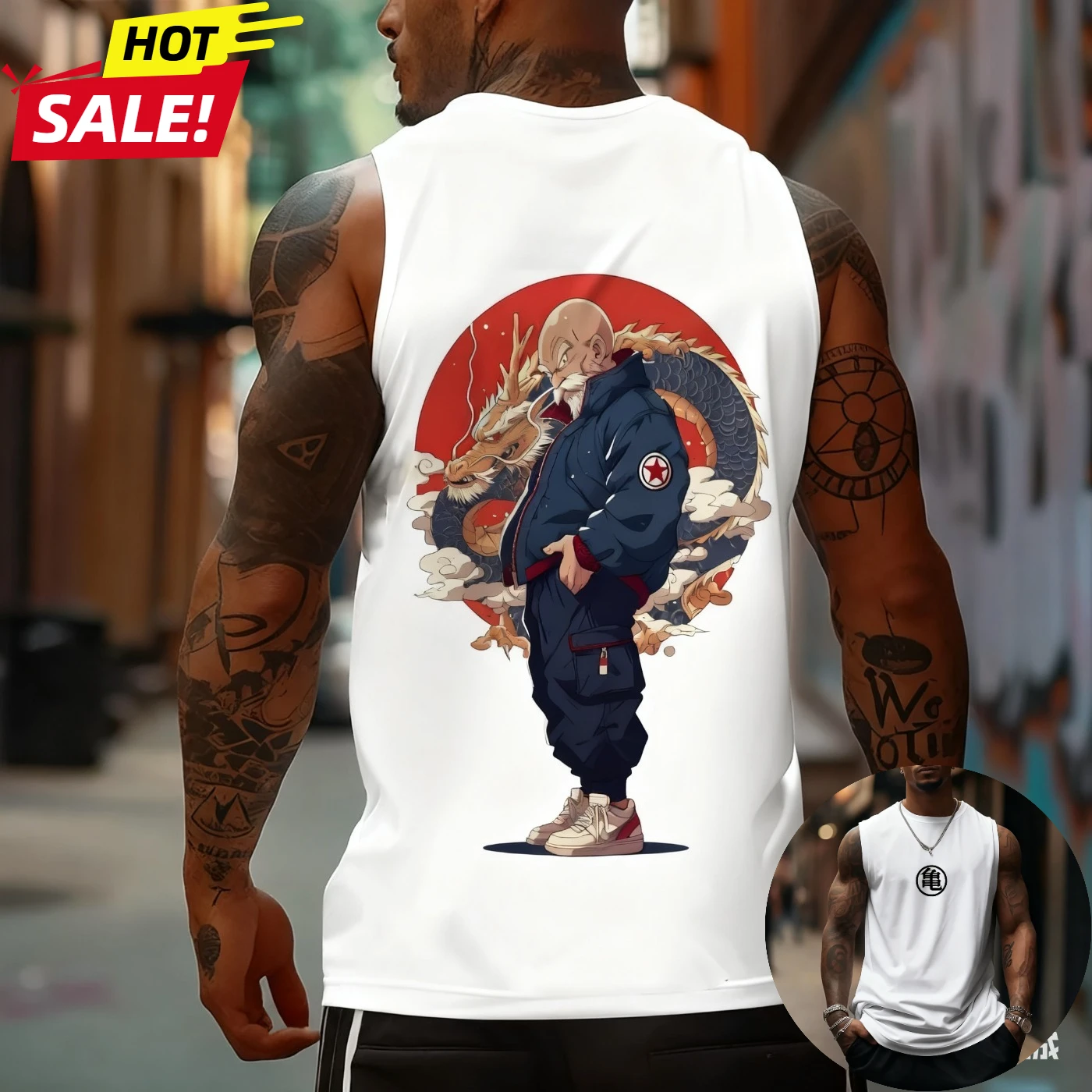 

Dragon Ball Super Saiyan Master Roshi Harajuku Лето Весна Майка Повседневная спортивная рубашка без рукавов из чистого хлопка для фитнеса Y2k