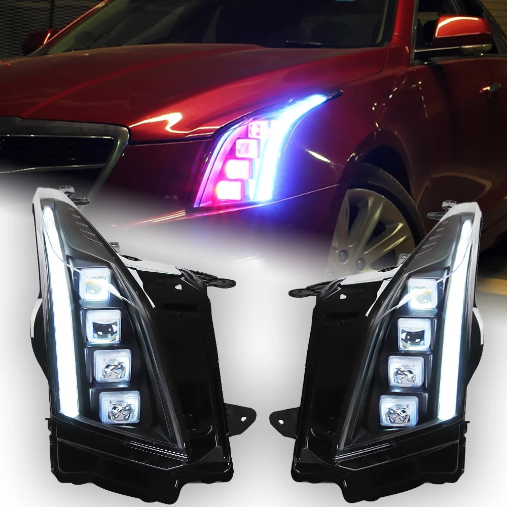 Car Lights For Cadillac ATS Headlight Projector Lens Dynamic Signal Head Lamp Animation LED Headlights Drl Automotive Accessory