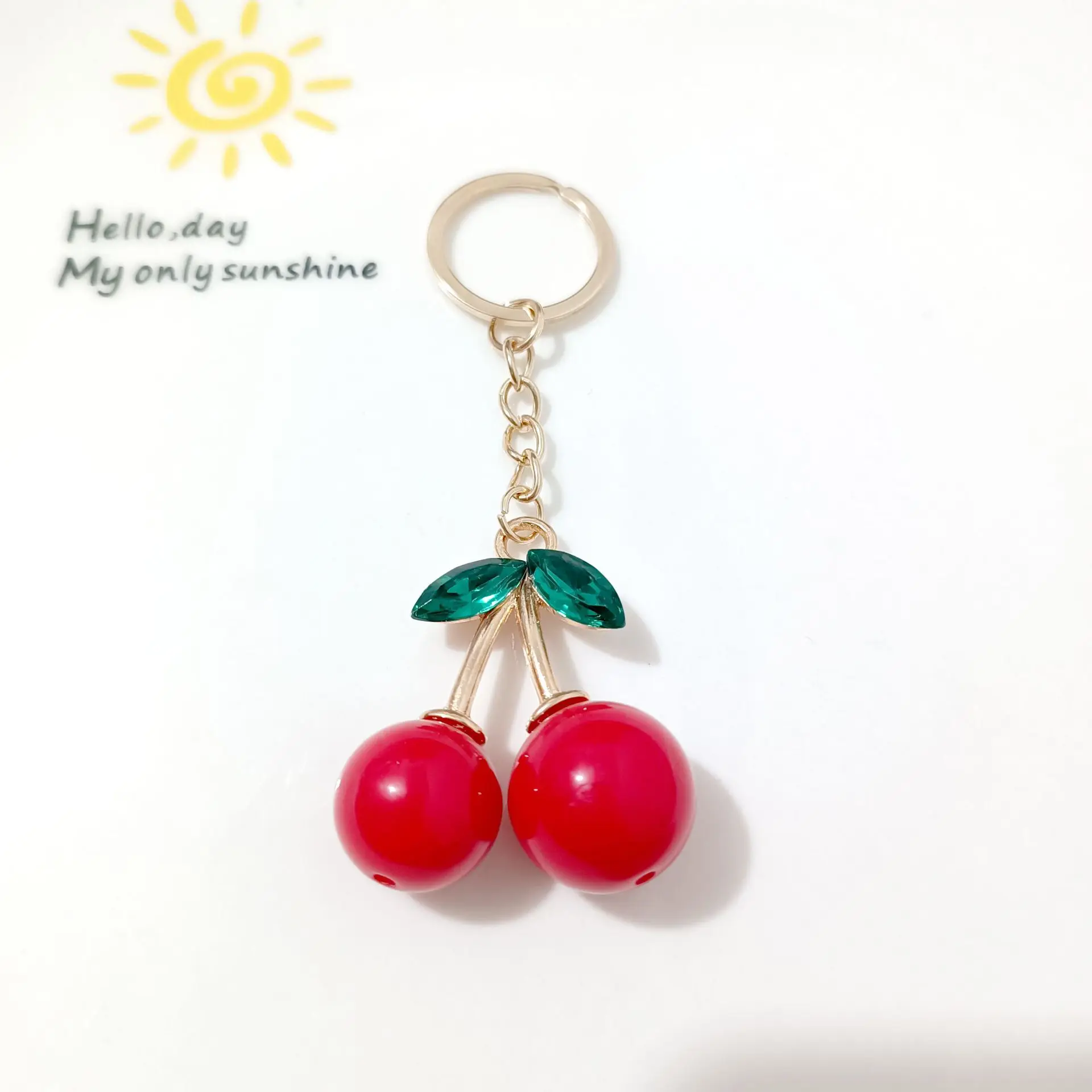 Wholesale 20pcs/setLovely Cherry Keychain Simulated Fruit Keyring Pendants for Women Girls Handbag Decor Charm DIY Jewelry Gifts