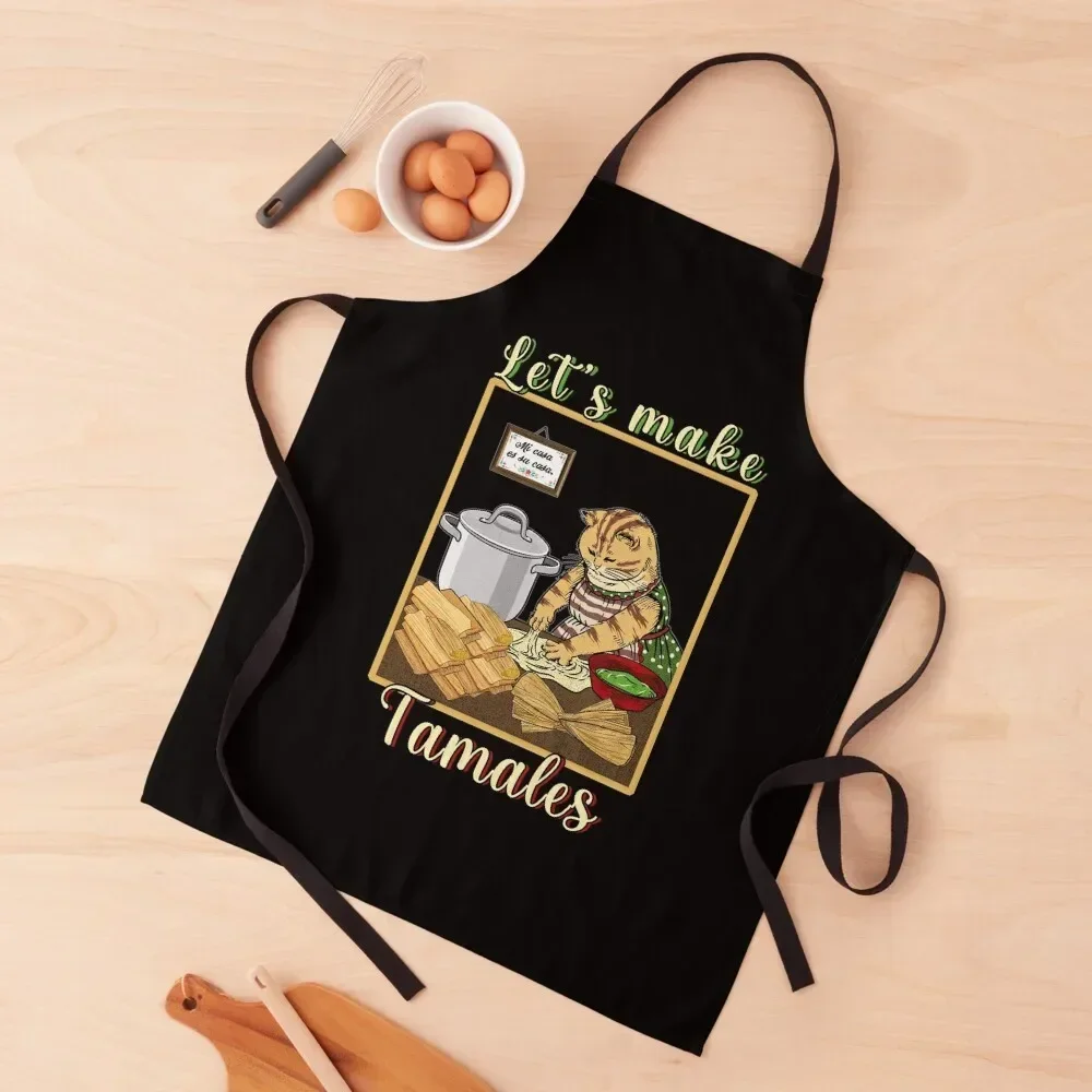 

Let's Make Tamales Funny cat cooking Mexican tamales Apron Waterproof cookings for women kitchen woman with personal logo Apron