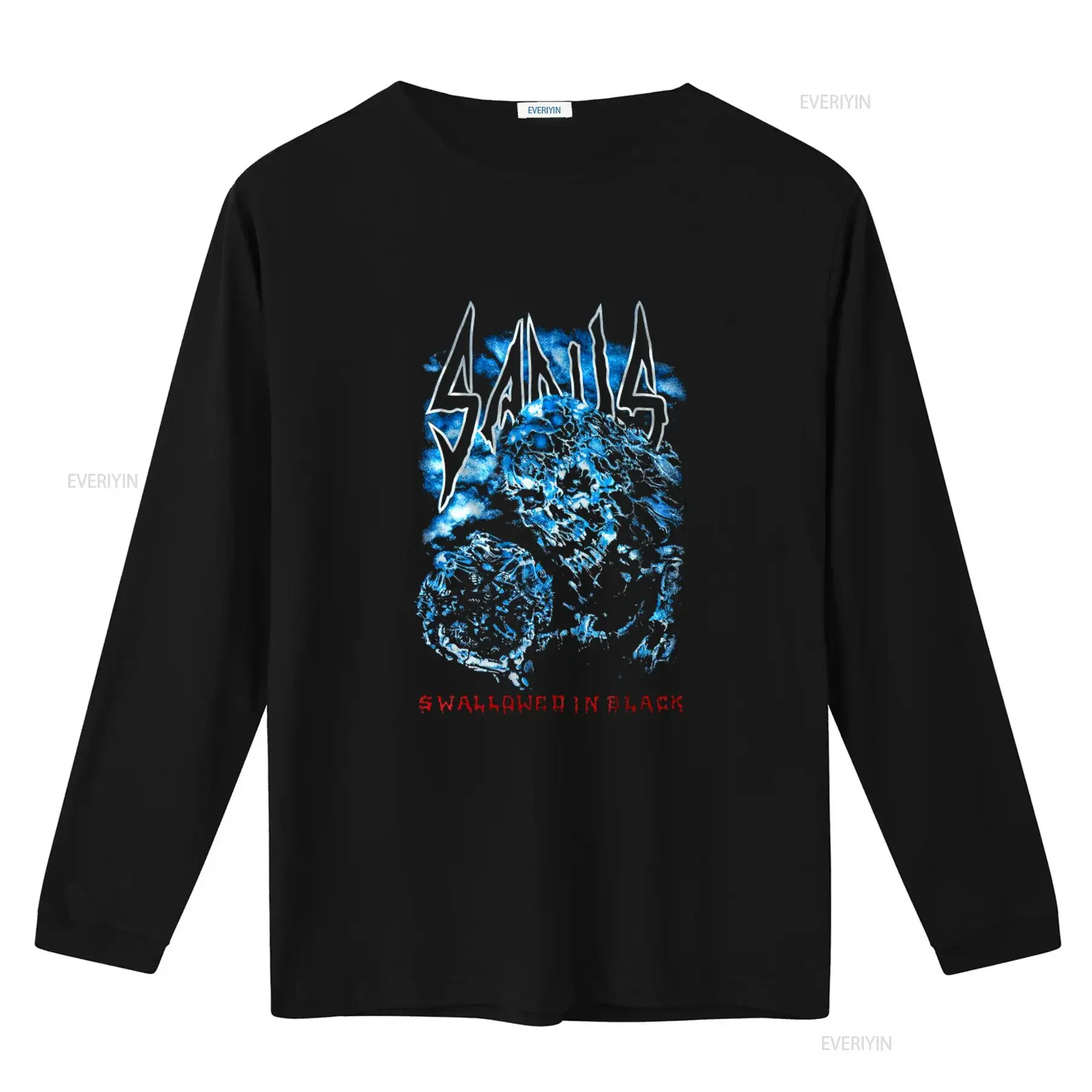 New Dtg dtf T shirt SADUS Swallowed in Black Skull Design Heavy Metal Band  vintage Washed Breathable streetwear