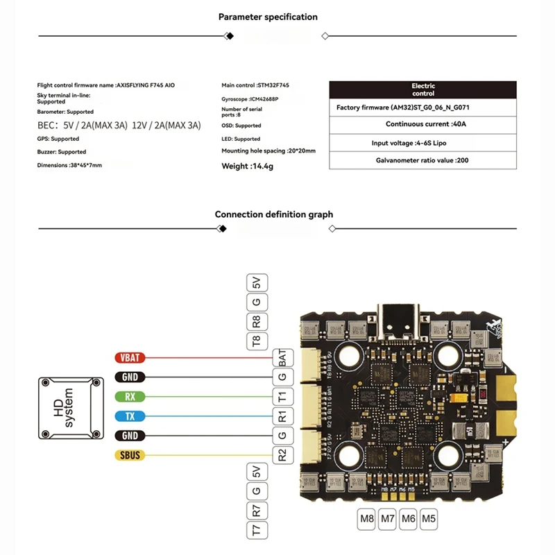 WIK-nbF745 AIO 40A -42688 Al0 Контроллер полета FPV для FPV