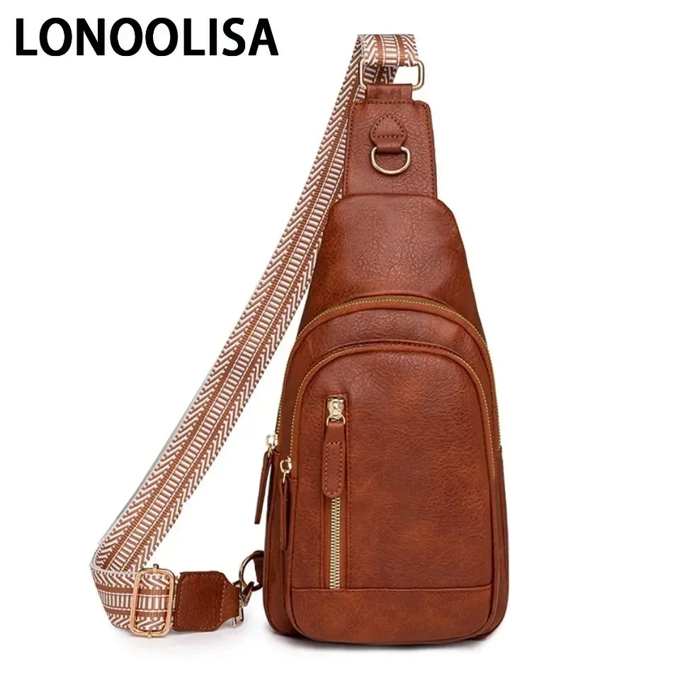 Multiple Pockets New Women PU Leather Chest Bag High Quality Shoulder Bags Casual Women's Crossbody Bags Fashion Female Bag