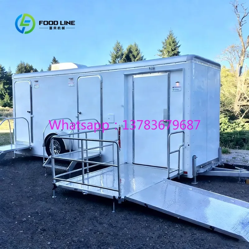 Customized VIP Collapsible Portable Flush Toilet Trailer with AC Disabled Accessible Mobile Restroom for Outdoor Events