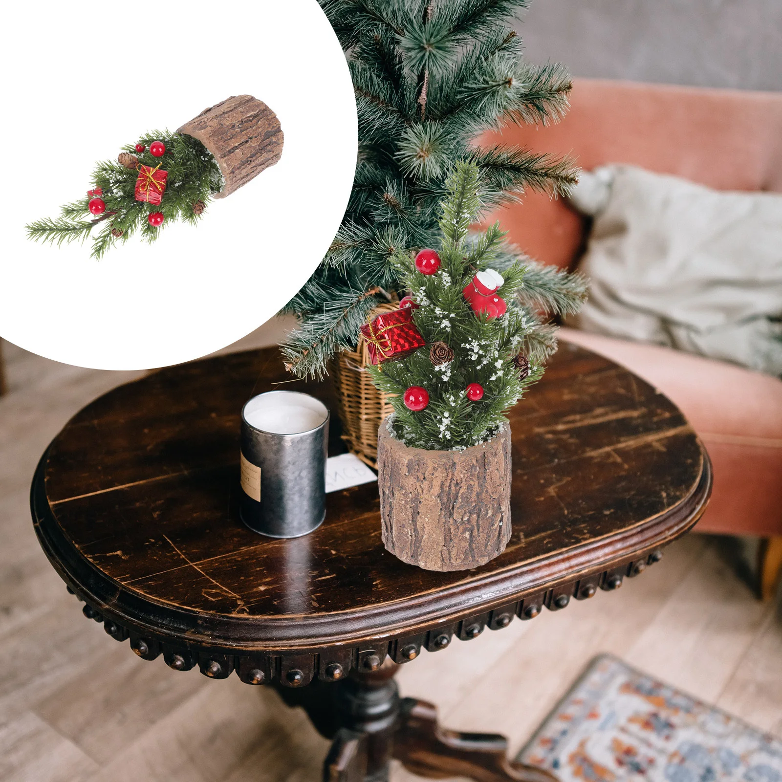 

1Pcs Xmas Artificial Potted Plant Decor Lifelike Christmas Desktop Decoration Party Festival Ornament Christmas Decor