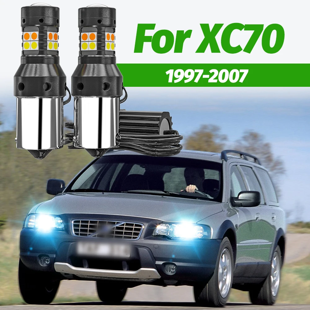 

2 шт. двухрежимный указатель поворота + дневные ходовые огни, аксессуары, светодиодные DRL для Volvo XC70 1997-2007 2000 2001 2002 2003 2004 2005 2006