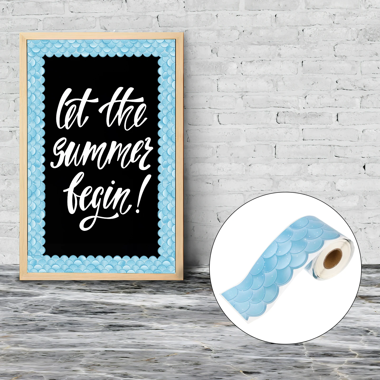 

Wavy Pattern Blackboard Border Stickers Bulletin Board Frame Decor Self-Adhesive Classroom Decoration Wall Trim Decal For Smooth