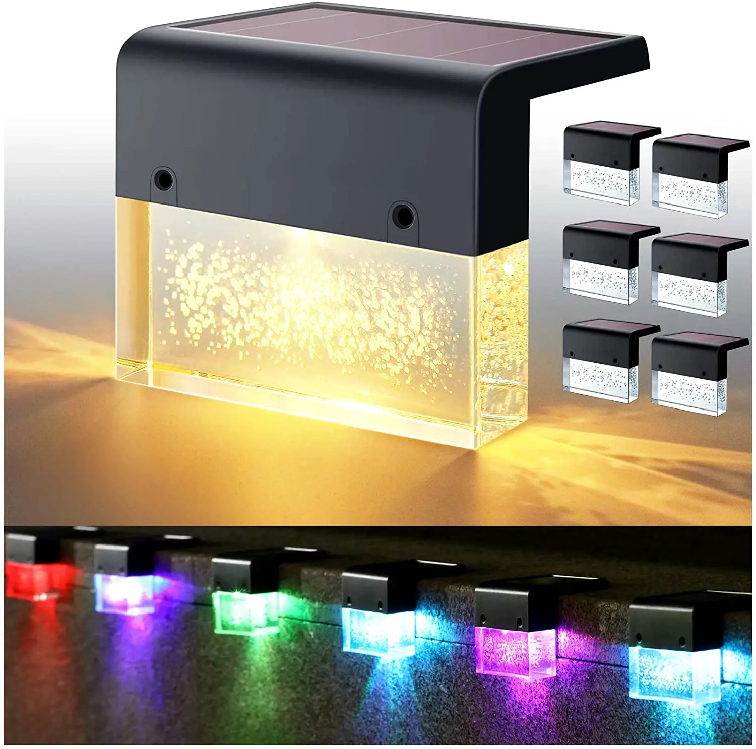 

RGB Solar Step Lights Outdoor Stair Lights Patio Yard Lights Garden Fence Lights Garden Waterproof Sunlight Decorative Lights