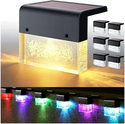 RGB Solar Step Lights Outdoor Stair Lights Patio Yard Lights Garden Fence Lights Garden Waterproof Sunlight Decorative Lights