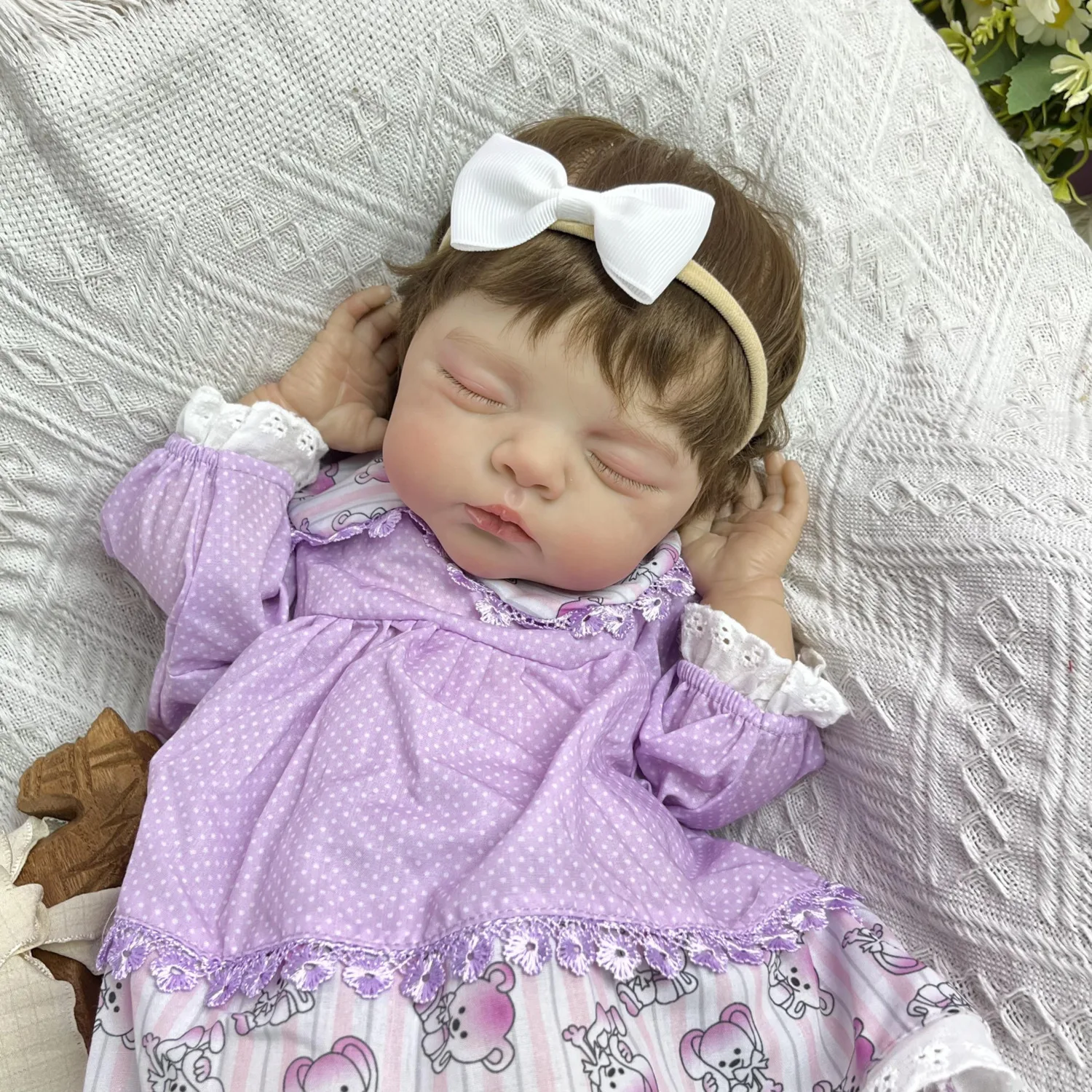 BZDOLL 19 Calowa 48 CM Lalka Reborn Dziewczynka z Pełnego Winylu, Realistyczna, Ręcznie Robiona, Modna, Idealna na Prezent Urodzinowy