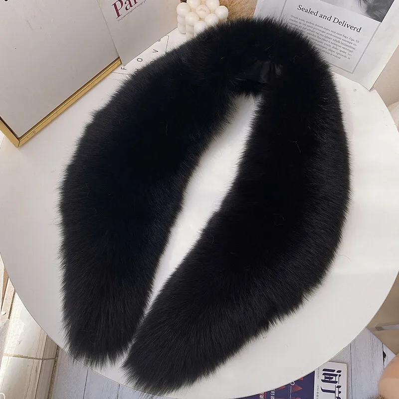 

Real Fox Fur Collar For Coat Jacket Winter Neck Warmer Fur Scarf Luxury Fur Shawl Wraps For Women Men Large Size Furry Scarves