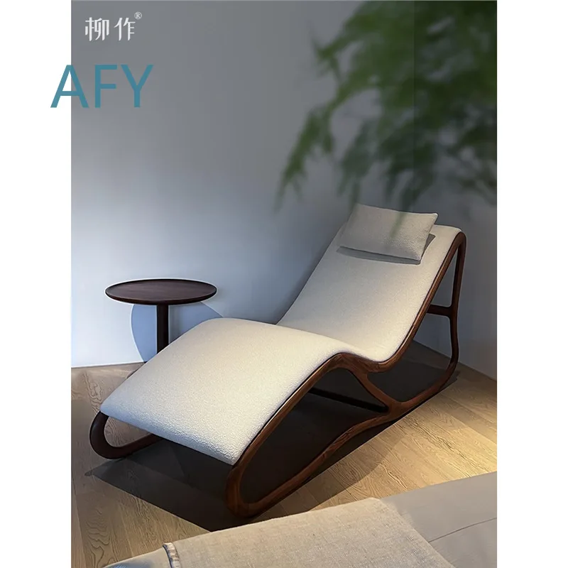 Liu Zuo New Chinese Style Solid Wood Lounge Chair for Living Room Sofa Rocking Chair Nordic Design Single Seater Lazy Chair