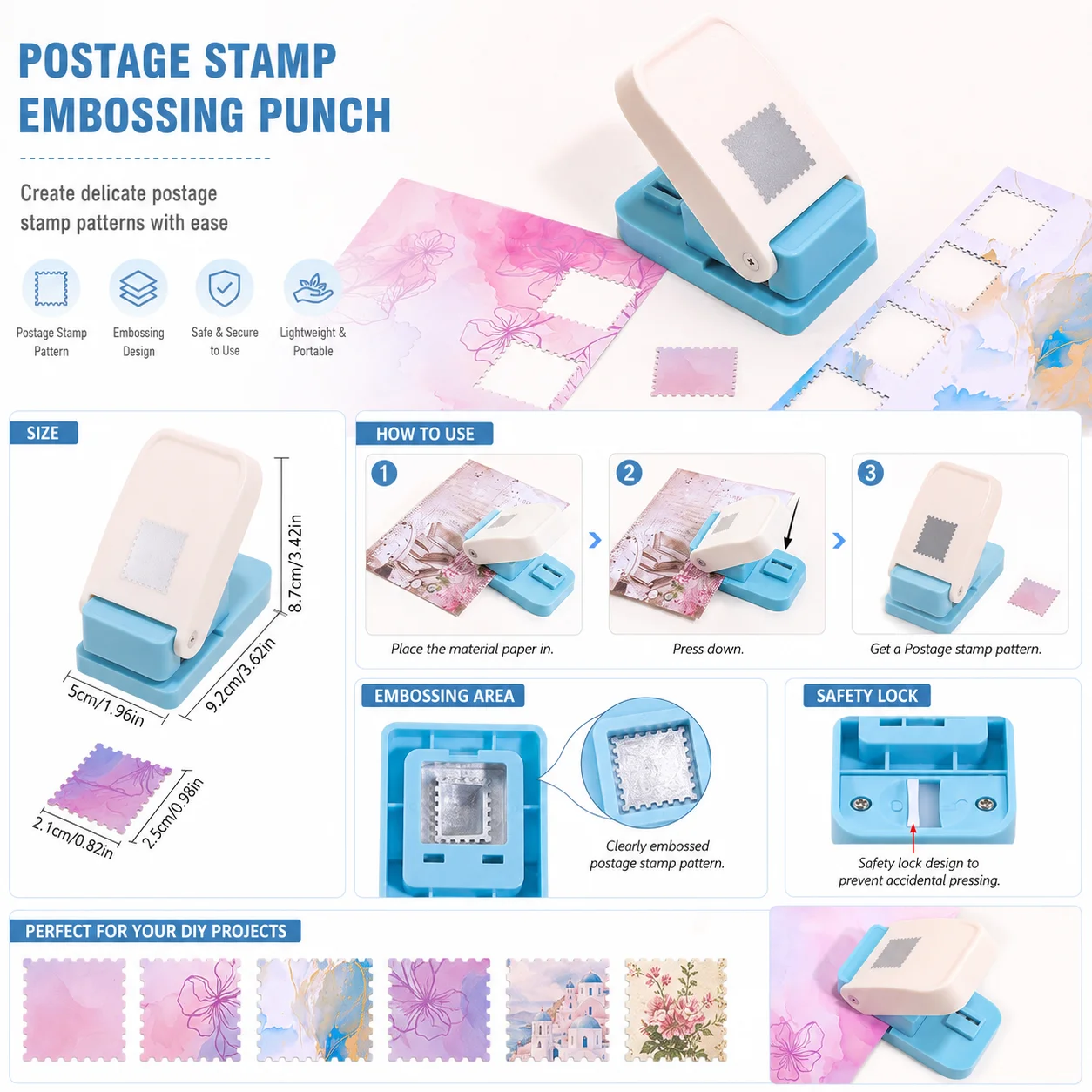 Tragbarer Briefmarken-Stanzformer Prägewerkzeug Papierlocher für Scrapbooking Kartenherstellung DIY Handgemachte Dekoration – Detail 5