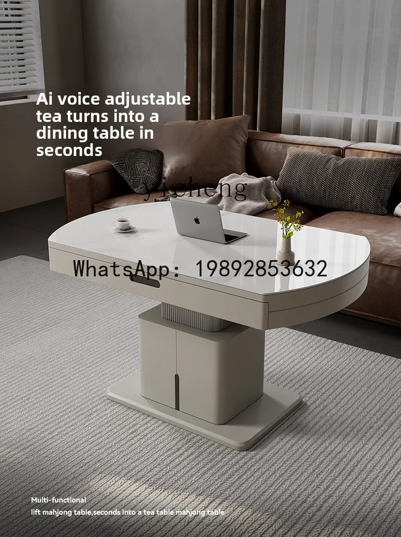 small apartment lift coffee table dining table living room household slate telescopic folding square circle two-in-one