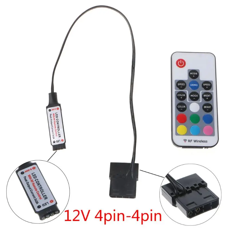 2024 New RGB Controller RF Wireless Remote Control for Case LED Light 3Pin 5V/4Pin 12V