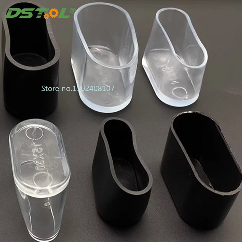 

Мягкая резиновая крышка для ножек стула из ПВХ, черная/прозрачная овальная напольная крышка для ножек, защитные накладки 15x30 мм ~ 25x50 мм