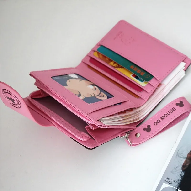 Disney Mickey Mouse Wallets Cartoon Figure Short Style Zipper Coin Purse MultiFunction Card Holder PU Leather Money Bags Gifts