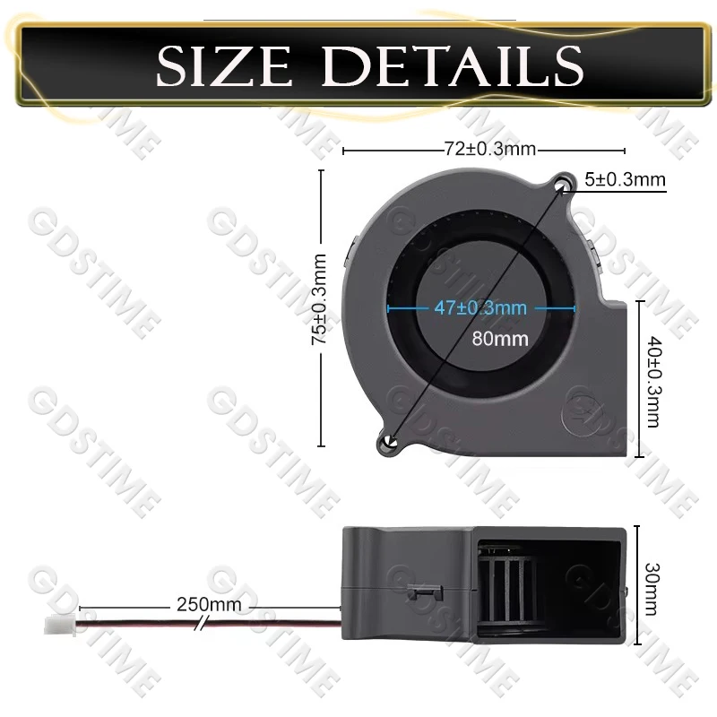 Gdstime تيار مستمر مروحة نفخ 75x75x30 مللي متر 5 فولت 12 فولت 24 فولت 7 سنتيمتر 7530 الطرد المركزي شعاعي مروحة المزدوج الكرة تحمل USB تدفق التبريد مروحة تبريد الهواء