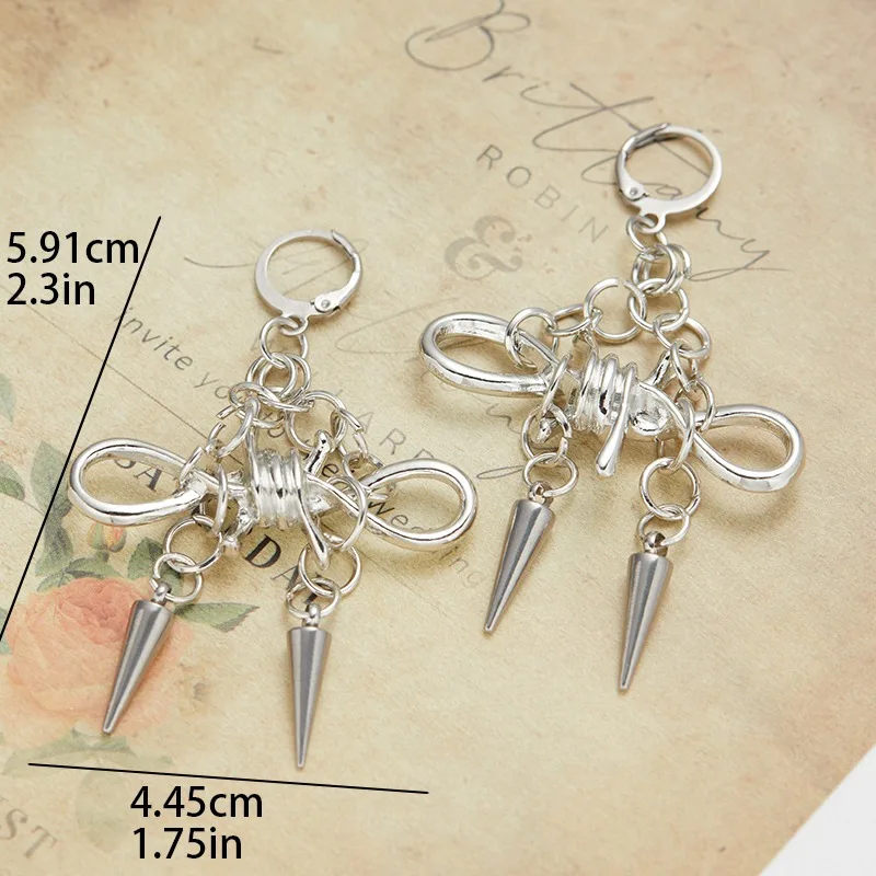 أقراط سلاسل برشام شوكة للنساء ، مجوهرات الجرونج ، تصميم إبداعي ، أقراط فاسق ، إكسسوارات قوطية ، أزياء كورية ، Y2K