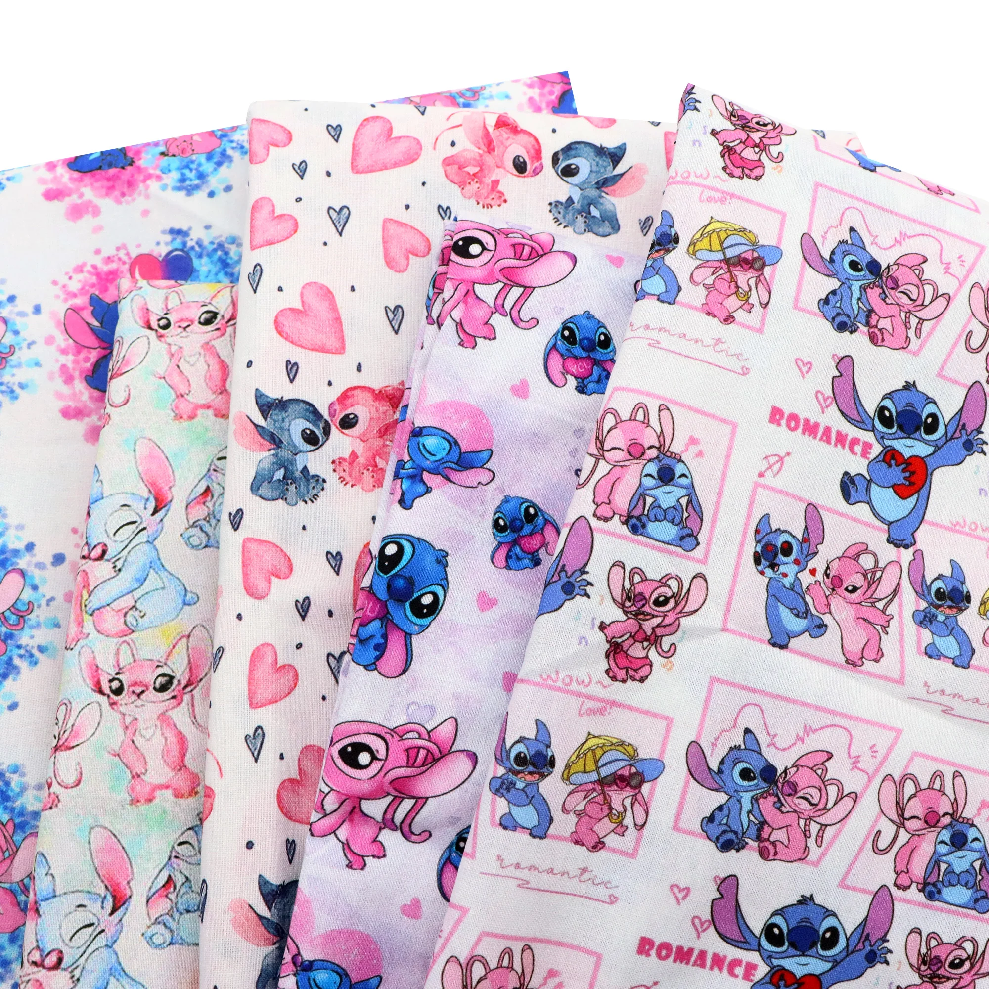 

50*145cm Patchwork Lilo And Stitch Heart 100% Cotton Fabric For Tissue Sewing Quilting Fabrics Needlework Material DIY Handmade