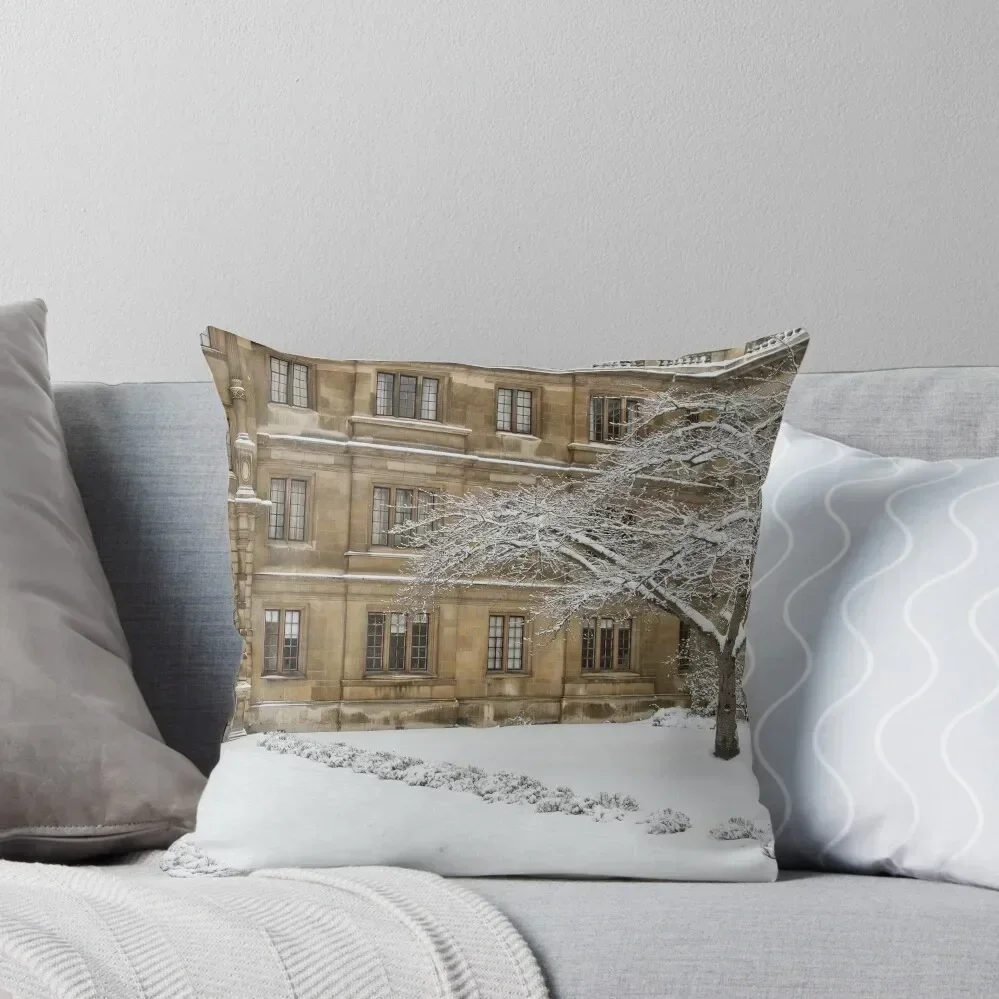 Clare College, Cambridge, in the snow Throw Pillow Embroidered Cushion Cover Marble Cushion Cover pillow