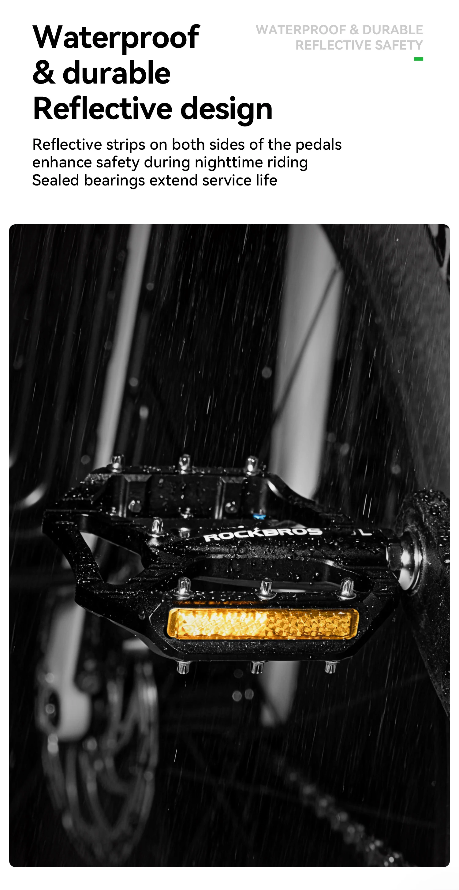 ROCKBROS Fahrradpedal Rutschfest Langlebig Einlagiges Aluminiumlegierungs-Reflexionspedal Hohldesign Leichtes Rennradpedal – Detail 8