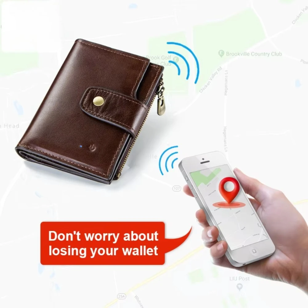 

HUMERPAUL Magic Design Bluetooth Anti-theft Wallet and Remote Voice Gps Location Wallet Leather Charging Smart Wallet