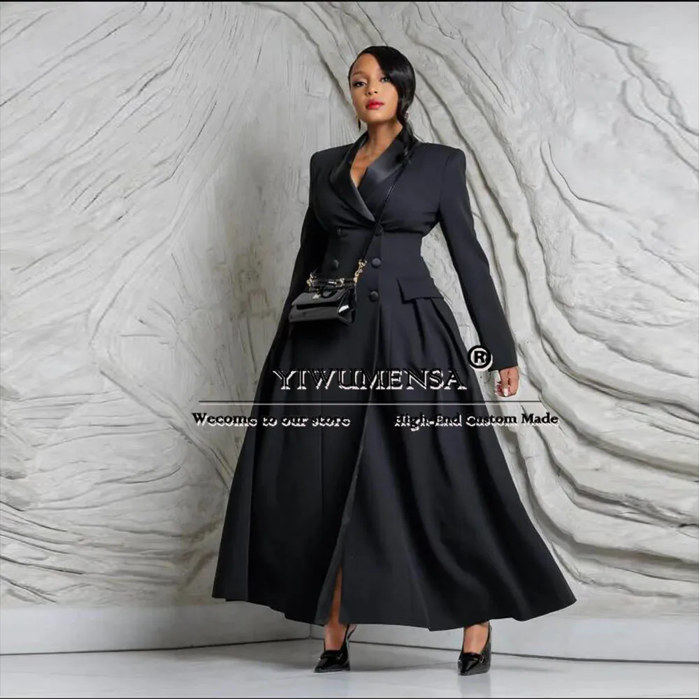 Navy Women's Long Coat Plus Size Double Breasted Ladies Wedding Party Wear Party Bride Of Mother Dress 1 Piece Female Clothing