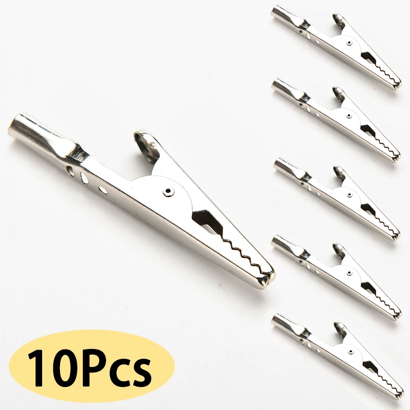 

10PCS Stainless Steel Alligator Crocodile Test Clips Cable Lead Screw Probe Fixing for using on test leads