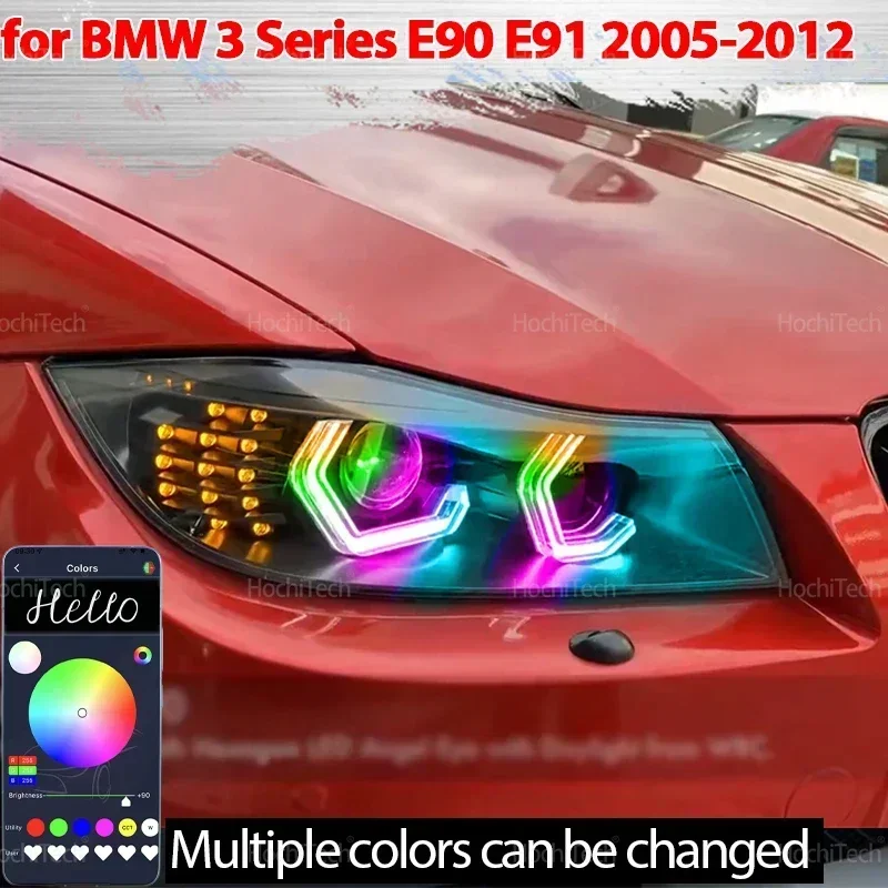 

For BMW 3 Series E90 E91 2005-2012 316i 318i 320i 328i 330i 335i 320d M4 style LED Angel Eyes Kit Ring flashing with turn signal