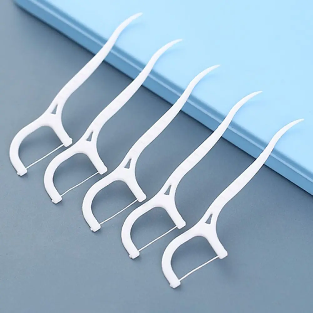 50/100 Pcs/Bag Flat Dental Floss Ultra-fine Disposable Floss Family Pack Double Head Tooth Cleaning Dental Floss Stick Outdoors