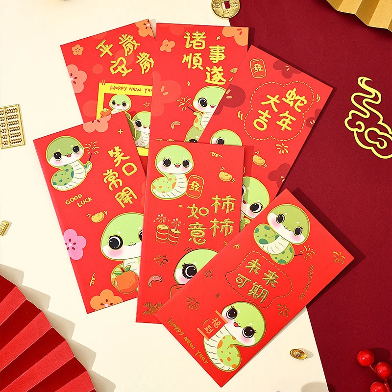 6 buste rosse cinesi buste per soldi di Capodanno festival di primavera regalo per bambini pacchetto rosso fortunato busta rossa Hongbao