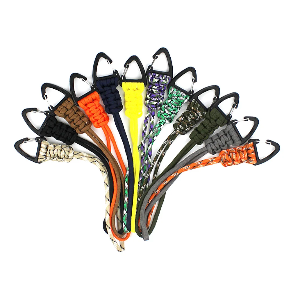 Paracord-Schlüsselanhänger, geflochtenes Nylon-Lanyard mit dreieckiger Metallschnalle, hochfester Fallschirmschnur-Karabiner – Detail 6