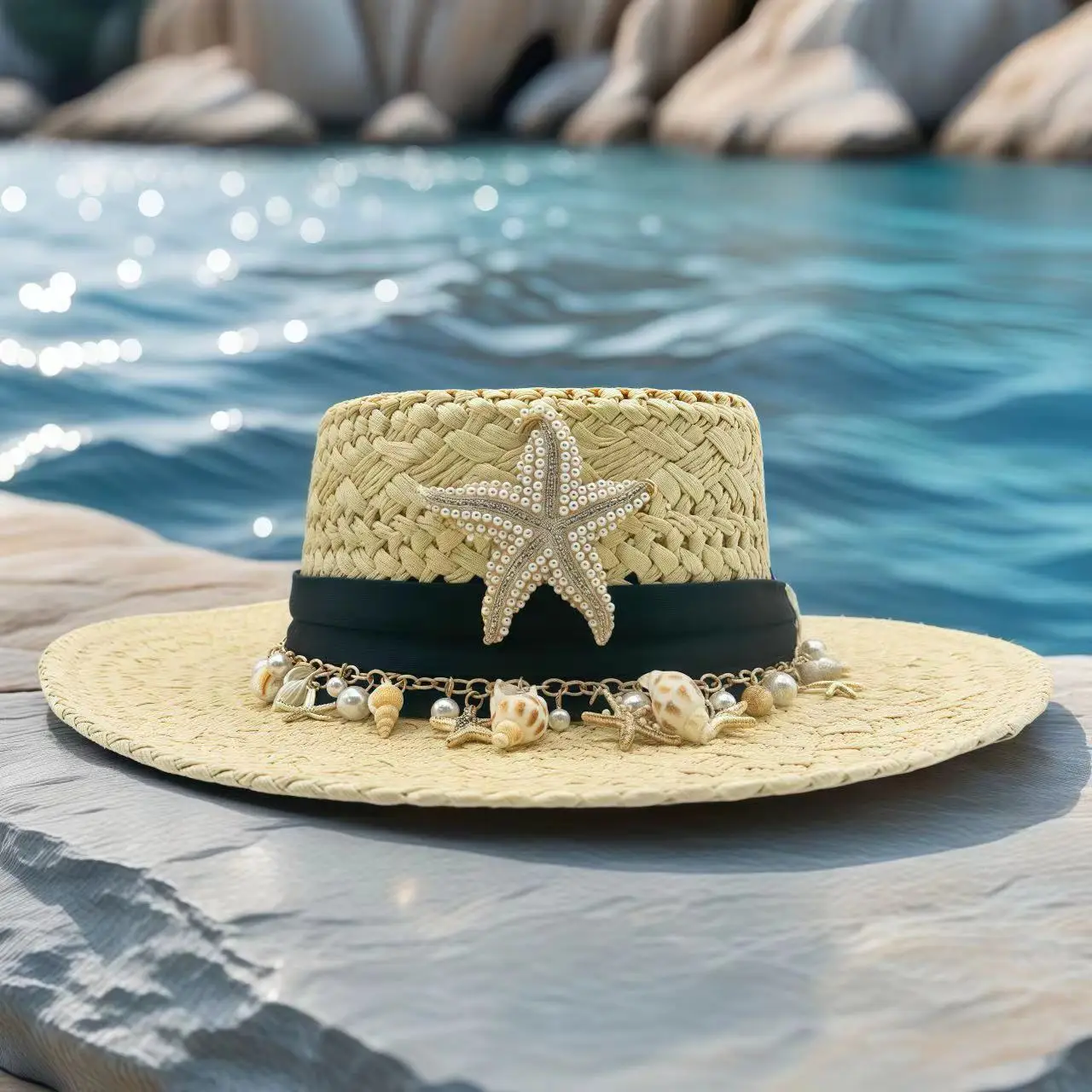 

HongLuan Vintage Wide Brim Panama Straw Hat Man - Beach Sun Protection Hats for Woman Elegant