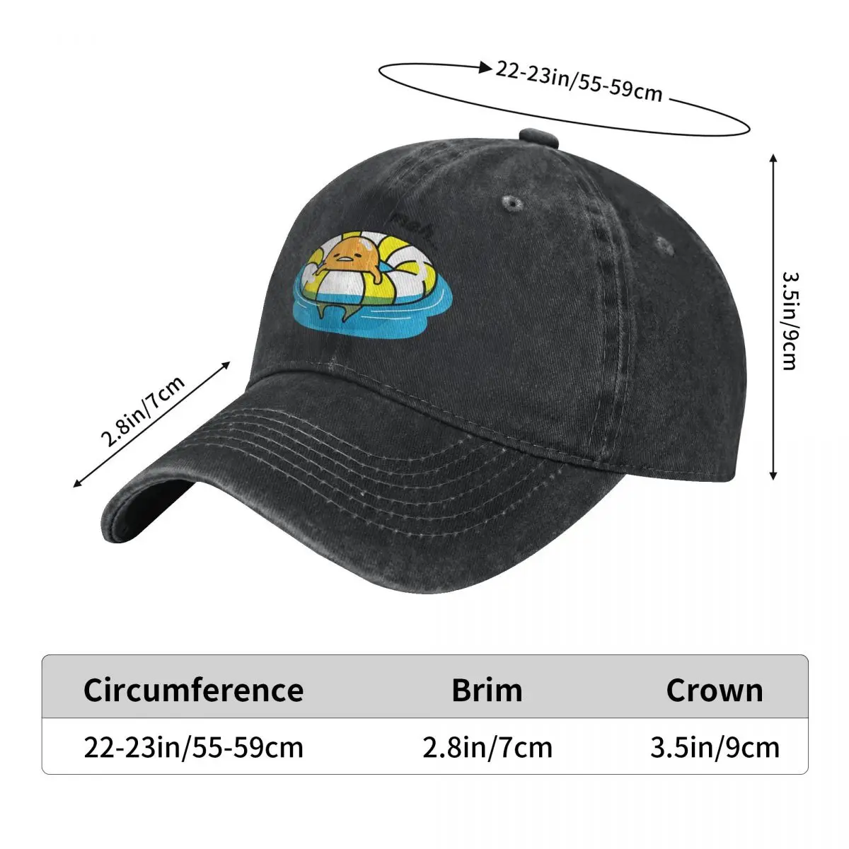 Gudetama Pool Float Baseball Cap Men Women Sun Visors Trucker Dad Hat Summer Fashion Outdoor Sun Snapback Cap