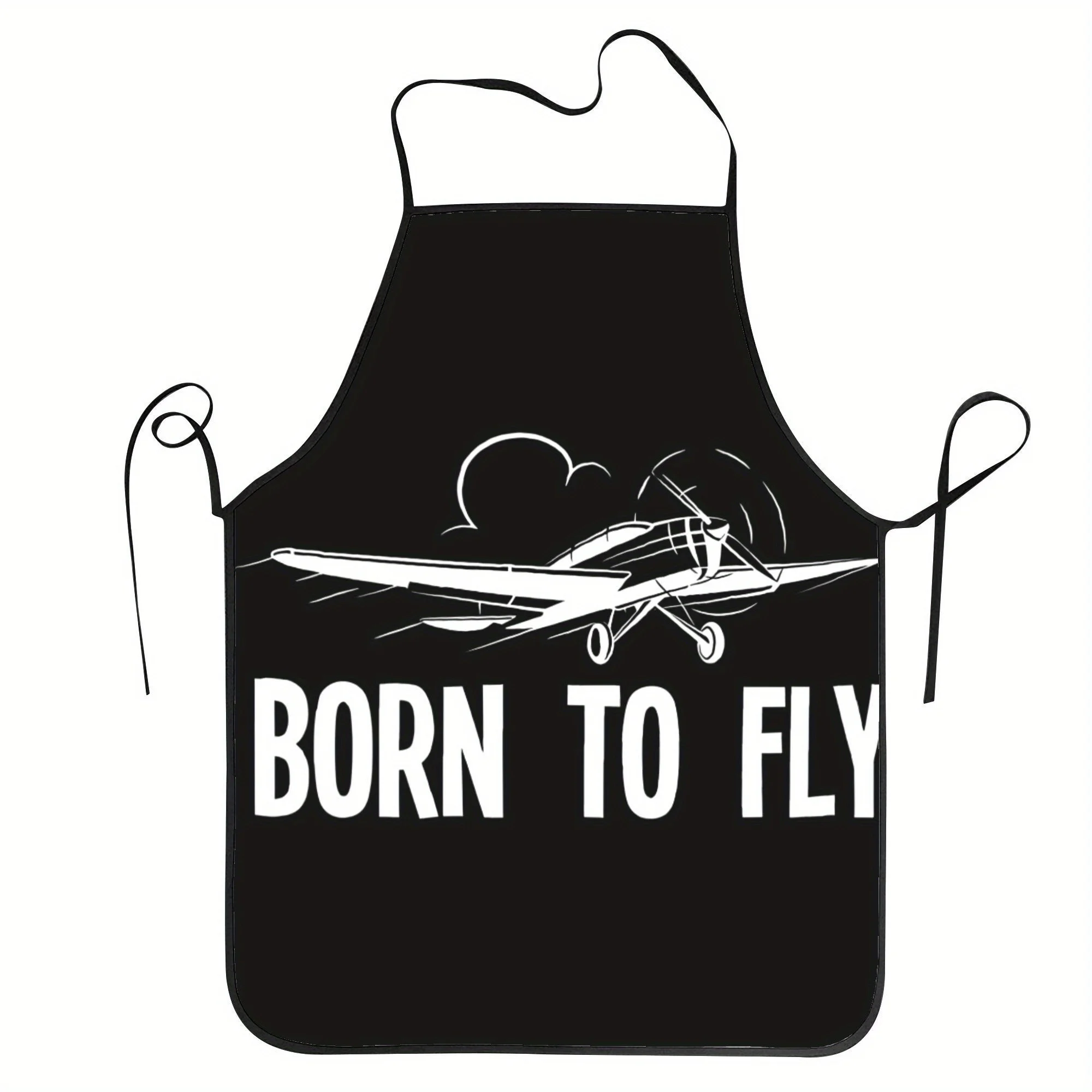 Aviation Apron –Vintage Airplane Illustration with “Born to Fly” Text, Waterproof Polyester, Adjustable Neck & Waist Unisex Gift