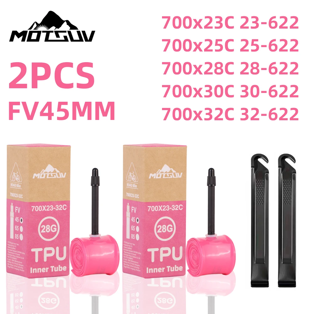 TPU-Innenschlauch 2 Stück 28g Ultraleicht Fahrrad 700X18 25 28 32 Rennrad TPU-Material Reifen 65mm Länge Französisches Ventil